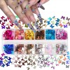 Cavad Lentejuelas Con Purpurina De Mariposa, 12 Colores, Hol