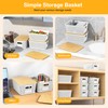 6 Pieces White Plastic Storage Baskets with Bamboo Lids with