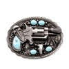 YOQUCOL Revolver Pistol Imitation Turquoise Bull Head Belt Buckle For