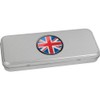 Azeeda 'Union Jack in Circle Frame' Metal Hinged Stationery Tin/Storage