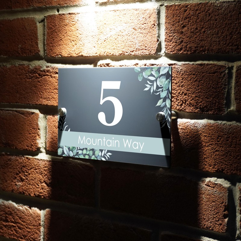 Badgemaster Modern Anthracite House Number Sign Plaque Stainless Steel Standoffs