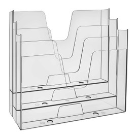 Acrimet Hanging File Folder Holder Organizer Horizontal 3 Tier, Plastic File Box Letter Size / A4 (Clear Crystal Color)