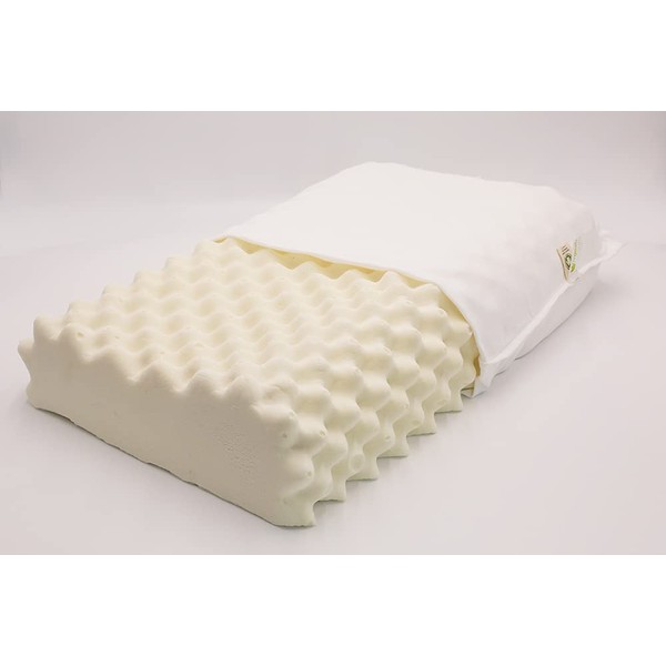 OrganicTextiles 100% Organic Knobby Massage Contour Latex Pillow for Neck Pain |Standard Size| with Organic Cotton Cover, GOTS & GOLS Certified, Helps Relief Pressure