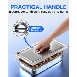 WantJoin 6-Pack Full Size Hotel Pan Cover,Lid with Handle, Stainless Steel Steam Table Pan Lid,Food Pan Cover, Catering Food Pan Cover,Chafer Pan Cover,Chafing Pan Cover