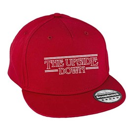 Hippowarehouse The Upside Down Snapback hat Premium Printed 5 Panel Flat Peak Cotton OneSize Adults Classic Red
