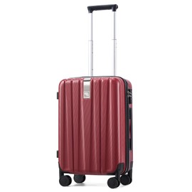 Hanke 20 Inch Carry On Luggage 22x14x9 Airline Approved Lightweight PC Hard Shell Suitcases with Wheels Travel Luggage Rolling Suitcase Travel Luggage Bag Christmas Gifts for Birthday （Burgundy）