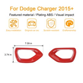 Hoolcar Exterior Front Front Bumper Center Grill Grille Cover Trim Cover for 2015-2021 Dodge Charger R/T Scat Pack, Red