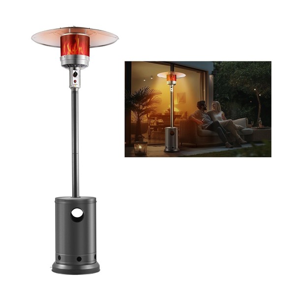 Propane Patio Heater 50000BTU Tall Hammered w/Wheels Outdoor Silver Gray