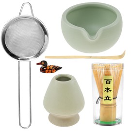 Hnvdkln 6 PCS Matcha Whisk Set 530ml Ceramic Matcha Bowl with Spout and Whisk Thoughtful Spout Design Matcha Making Kit Easy to Wash Matcha Set Suitable for Matcha Lovers (Color 1)