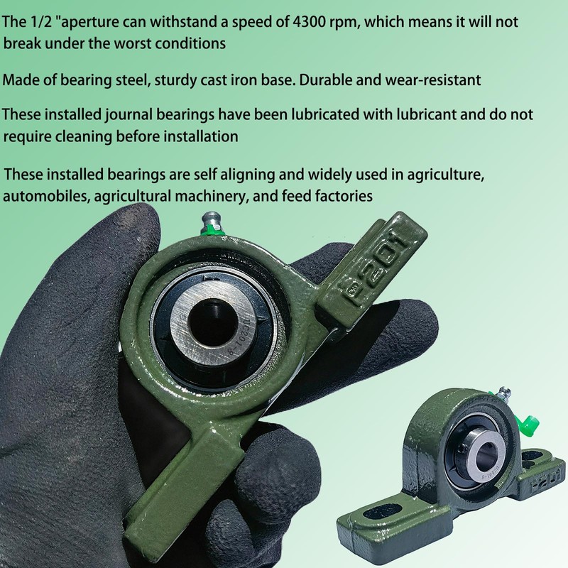 Tonmp 4 Pack UCP201-8 Pillow Block Mounted Ball Bearing -Bearing