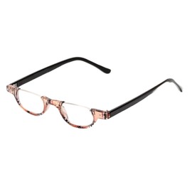 The Hunter Colorful Retro Half Under Frame Rimless Round Vintage Reading Glasses +1.50 Brown Stripe (Carrying Case Included)