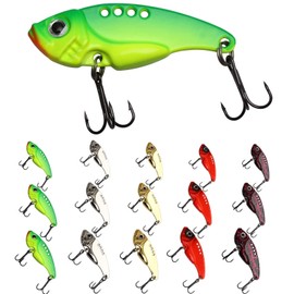 Dovesun 15pcs Blade Bait Fishing Lures Fishing Spoons Lures Fishing Swimbait for Bass, Crappie, Trout Walleye Type 1