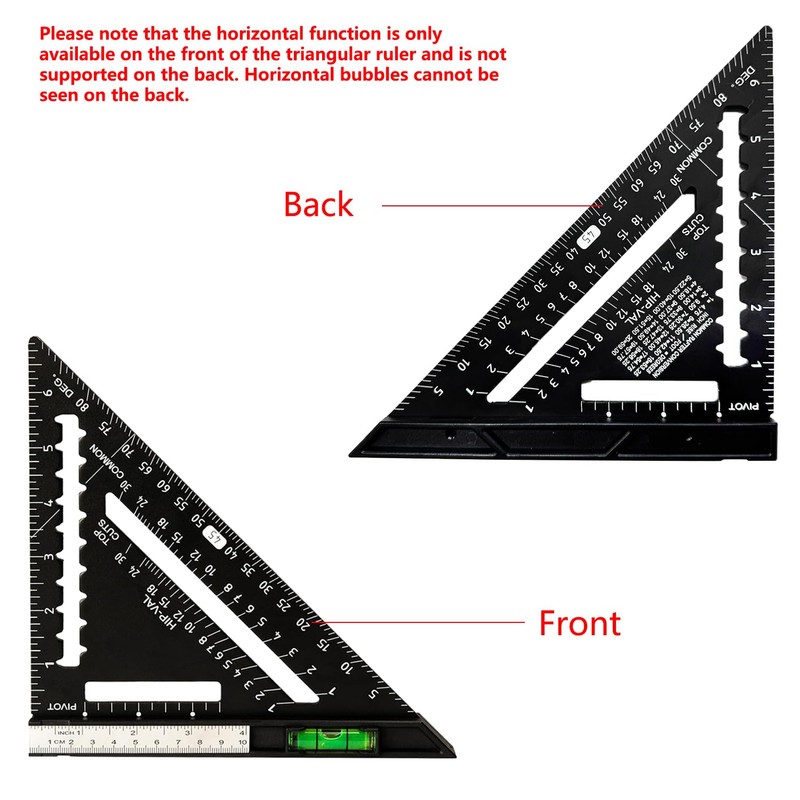 Beslands 7 inch Rafter Square with Level, Aluminum Metal Triangle