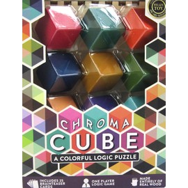 Project Genius: Chroma Cube, A Colorful Logic Puzzle, 12 Colorful Wood Blocks, 25 Brainteaser Cards, Puzzle, Great Gift, 1 Player Game Logic