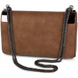 styleBREAKER clutch, evening bag with metal clasp and plain coil chain, vintage design, ladies 02012046, color:Fawn Brown