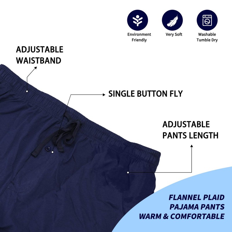 Bintangor Pantalones de pijama para hombre, 100% algodón, cintura elástica,