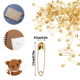 JIYIN Pack of 120 Safety Pins, 19 mm Gold Clothing Safety Pins, Golden Safety Pins, Metal Safety Pin for Crafts, Sewing, DIY