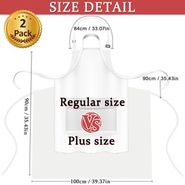 FunChaos Pack of 2 Plus Size Cooking Apron, White Apron, Unisex Apron with 2 Pockets for Cooking, Barbecuing, Working, Professional Apron for Waiters, Artists, Hairdressers (Large Size)