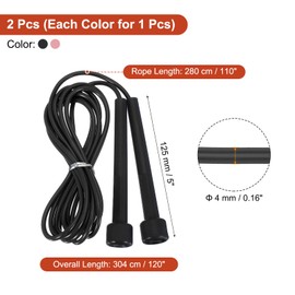 PATIKIL Jump Rope PVC, 2 Pcs Adjustable Speed Skipping Rope Tangle-Free Exercise Equipment for Workout Women Men Outdoor Training Home Fitness, Black/Pink