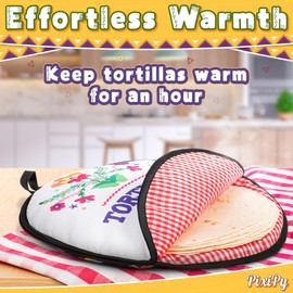 Tortilla Warmer Pouch (Blue Peacock, 12 Inch), Microwavable Fabric Tortilla Heater Pouch to Keep Tortillas Soft & Warm, Insulated Heat Keeper for Flour & Corn Shells, Ideal for Tacos & More by PixiPy