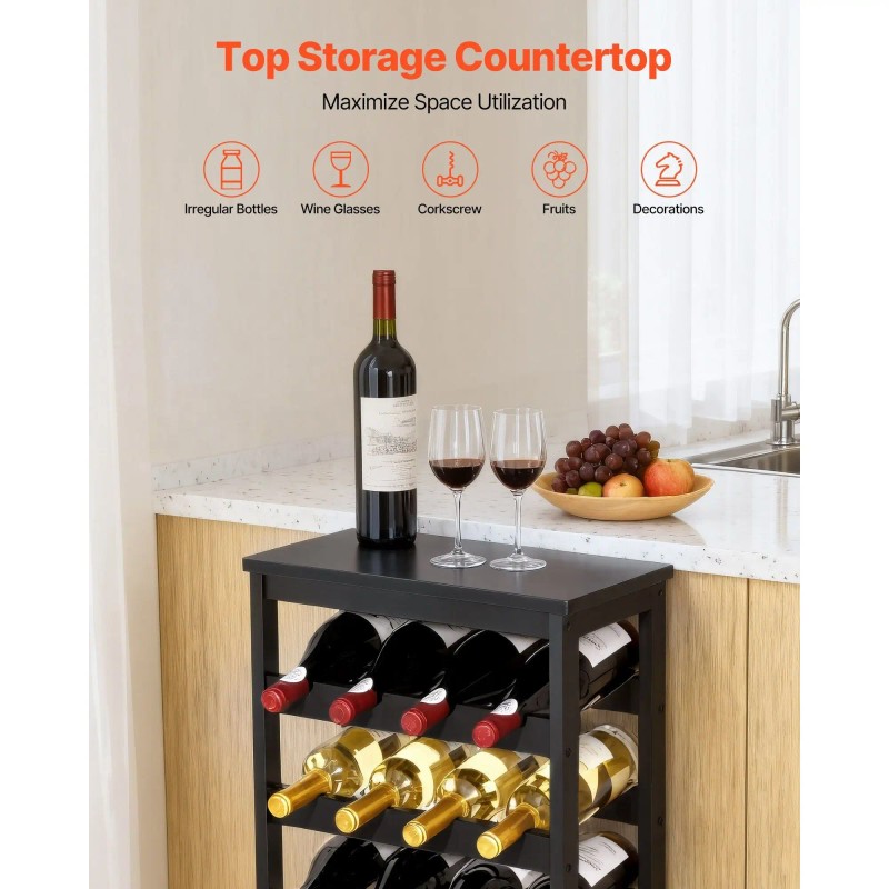 Black Wood Wine Rack 6 Tier 24 Bottle Detachable Free