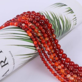 SOSMAR 90 perline di agata rossa naturale, pietre semipreziose, rotonde, diametro 8 mm, perline di pietra sfuse per bracciali, collane, gioielli fai da te