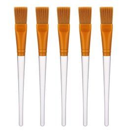 JJUNW 5 Pcs Facial Mask Brush, Face Mask Applicator, Soft Facial Application Brush with Clear Plastic Handle, Makeup Brushes Cosmetic Tools for Women Girls Mud Clay Mask Makeup Peel (Yellow)