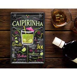 Schilderkreis 24 - Tin Signs Cocktail Recipe Decorative Metal Sign for All Bar Counter or Pub Owners Gift for Birthday or Christmas 20 x 30 cm (Caipirinha)