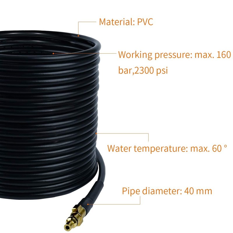 10M Pressure Washer Hose,160 BAR 2300 PSI High Pressure Drain