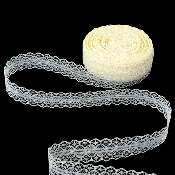 33 Yards Lace Trim Ribbon, Beige Lace Ribbon Roll, Wide