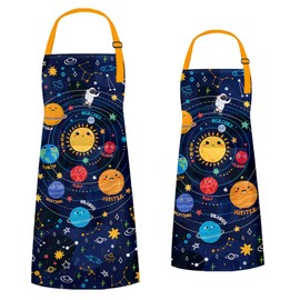 MCPESAS 2 Pack Kids and Adult Aprons for Cooking, Family Matching Aprons, Kitchen Apron with 2 Pockets Adjustable, Parent and Child Matching Gifts, Women and Children Cooking Baking Apron
