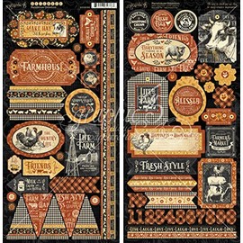 Graphic 45 Farmhouse Stickers 12X12, cardstock, Assorted, One Size