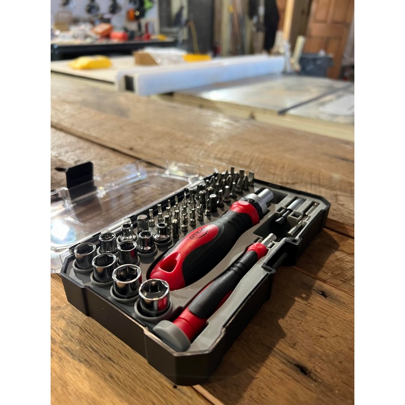 Apollo Tools Versatile 55-Piece Metric Tool Set with Ratcheting Bit