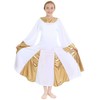 Danzcue Vestido de alboroto para niñas, Ajuste y llamarada., blanco-dorado,