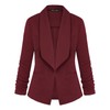 MINTLIMIT Women's Solid Patterned Formal Single Button Up Blazer Jacket，Burgundy,L