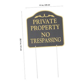 HEMOTON Private Property No Trespassing Sign with Stake Weatherproof Metal Security Sign for Outdoor Use Stylish Design for Garden and Deterrent Against Unwanted