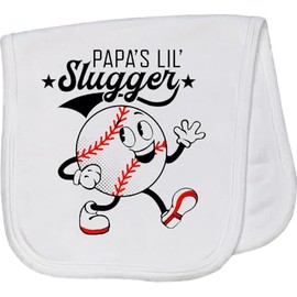 inktastic Papa's Lil' Slugger Baby Burp Cloth White 45280