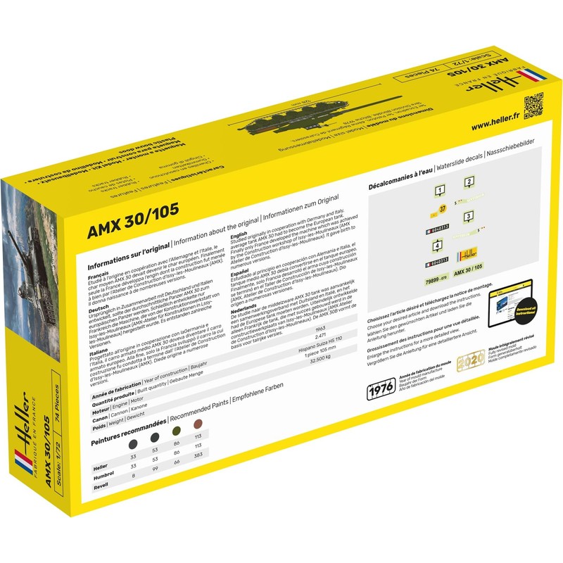 Heller 56899 AMX 30/105 Model Kit, Grey