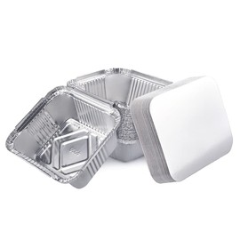 Miamex 25 x Disposable Aluminium Trays with Lids for Transporting Food - Freezing - Grill - Oven Baking (450ml)