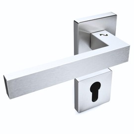 Sempro Xavier Door Handles - Premium Handle Set for Room Doors PZ Profile Cylinder - Matte Brushed Stainless Steel