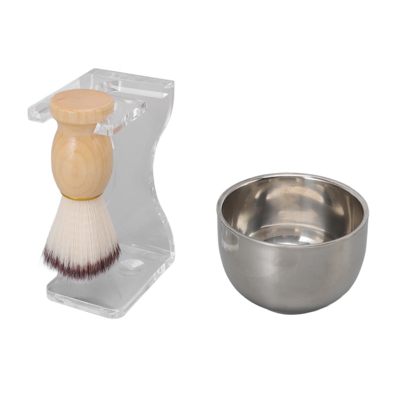3 PCS Men Shaving Brush Set Acrylic Brush Holder Bubble