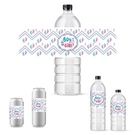 PH PandaHall 30pcs Gender Reveal Water Bottle Labels, Shower Bottle Stickers Decorative Bottle Wrappers Footprints Waterproof Bottle Wraps for Party Favors Themed Event Water Labels Supplies