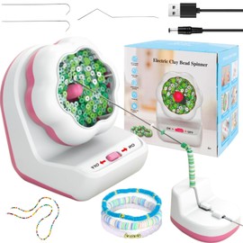 Clay Bead Spinner, Electric Bead Spinner for Jewelry Making Beading Bowl Spinner Bead Stringing Machine with Needles Bead Spinner Tool for Clay Beads DIY Earrings Bracelets Necklaces Making