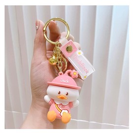 Cartoon Anime Doll Cow Keychain Cute Bag Pendant Personality Accessories Car Creative Small Gift White (White-Cow), Duck-Pink