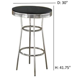 Coaster Home Furnishings CO- Bar Table, Black/Chrome