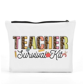 FBCCZEY Teacher Gifts, Teachers Appreciation Gifts, Teacher Gifts for Women, Teacher Survival Kit Makeup Bag, Teacher Birthday Gifts, Gifts for Teachers Women Cosmetic Bag