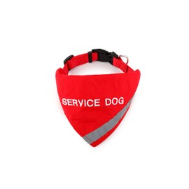 Doggie Stylz Service Dog Bandana with Reflective Strip for pet Safety at Night. Has Built in Matching Collar to Keep Bandana Secure | Metal Ring to Attach Leash | Four Colors (X-Small to Large)