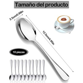 10 Piezas Cucharas Para Cafe, Cucharitas Para Cafe, Cuchara Cafetera, Cucharas Cafeteras, Muy Adecuado Para Tomar Café, Moca, Té O Comer Un Pastel, Etc(12.5cm)