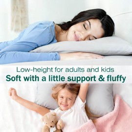 Gooeb Flat Ultra Thin Bed Pillows Standard Size Pillow Set of 2 Extra Soft Down Alternative for Stomach Back Sleeper Light Grey 20x26inches