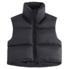 Fuinloth Women's Padded Vest, High Stand Collar Lightweight Zip Crop